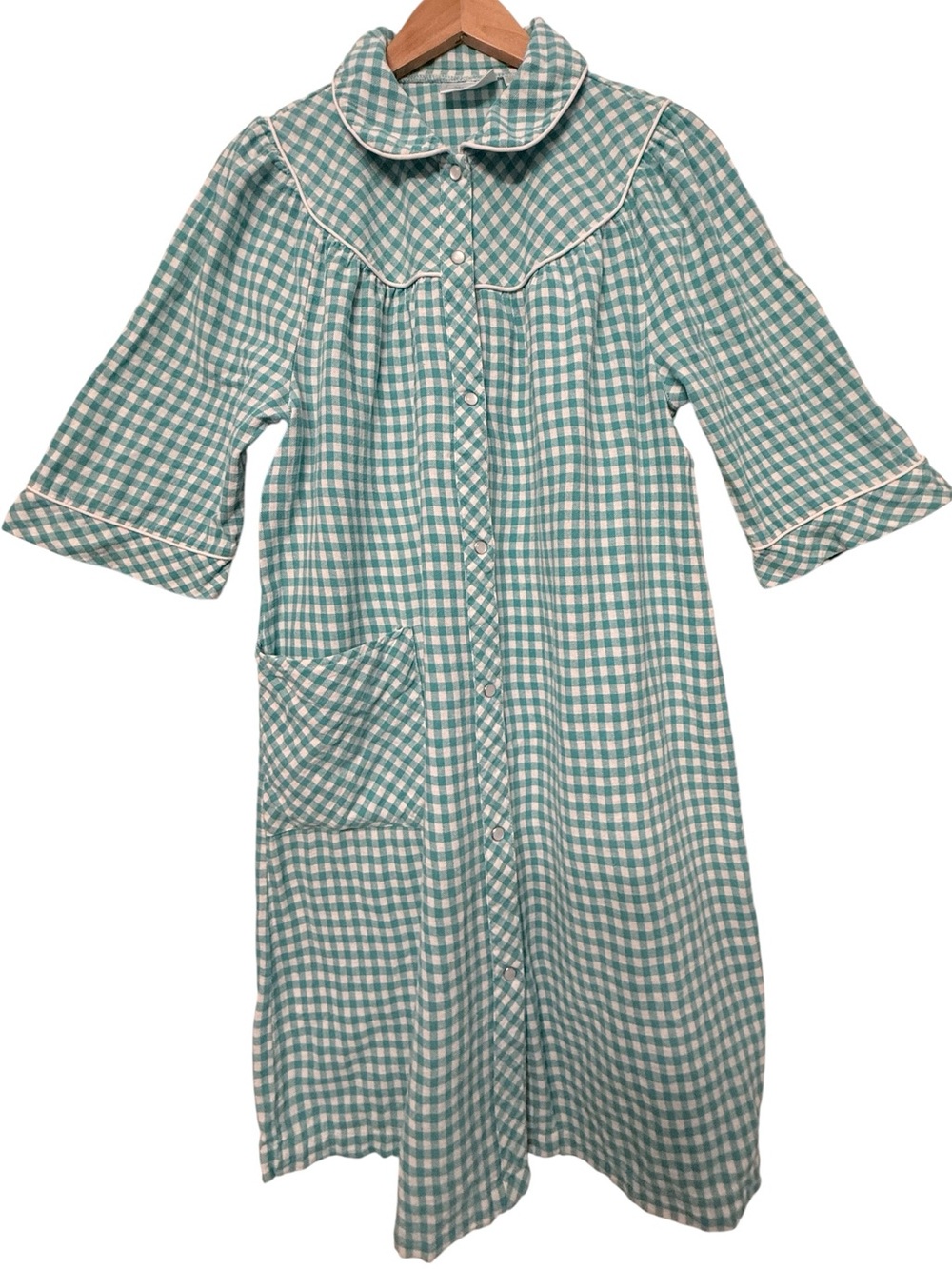 Gingham House Dress Cotton Snap Front Cottagecore Prairie Farmhouse Small - Picture 2 of 7